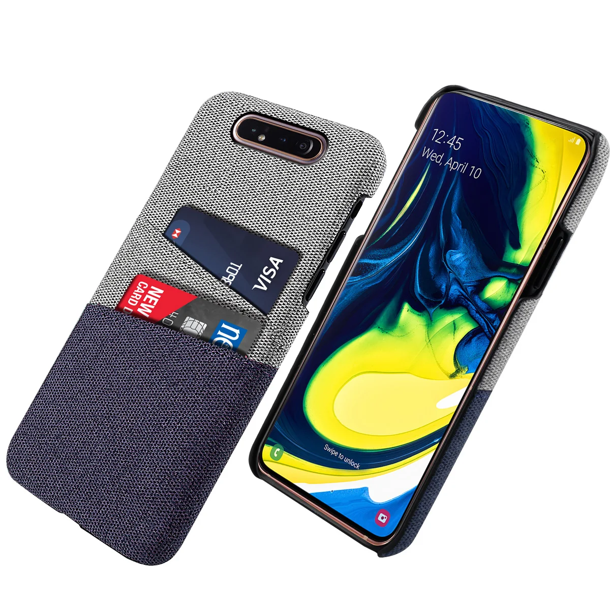 Для samsung Galaxy A80 A70 A60 A50 A40 A30 A20 A10 чехол Защитный тканевый с 2 слотами для карт