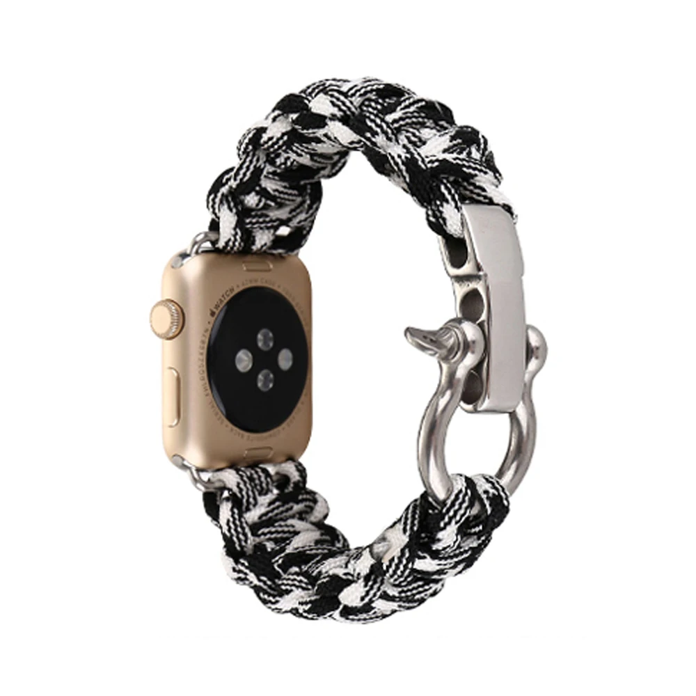 Плетеной верёвкой нейлоновый ремешок для наручных часов Apple Watch 42 мм 38 Версия 44 40