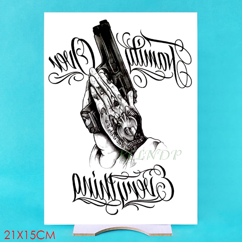 Waterproof Temporary Tattoo Sticker heart hand gun letter fake tatto flash tatoo big tattoos arm foot back for girl women men | Красота и