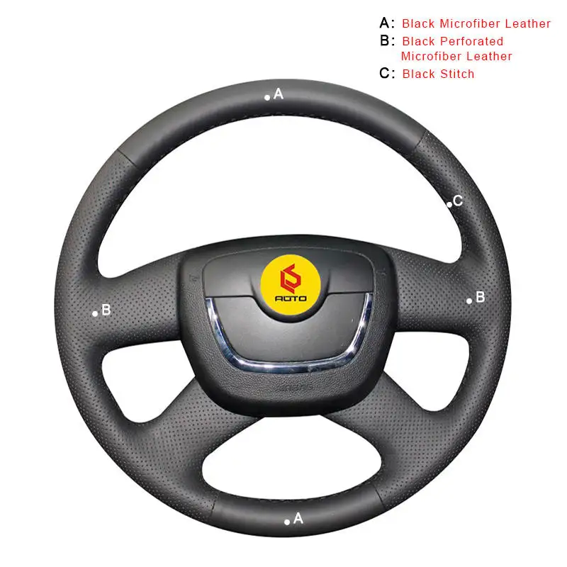 Microfiber Leather Автомобильная Оплетка на руль для Skoda Octavia a5 Superb 2012 2013 Fabia 2010- интерьерные автомобильные чехлы на руль - Название цвета: Microfiber Leather