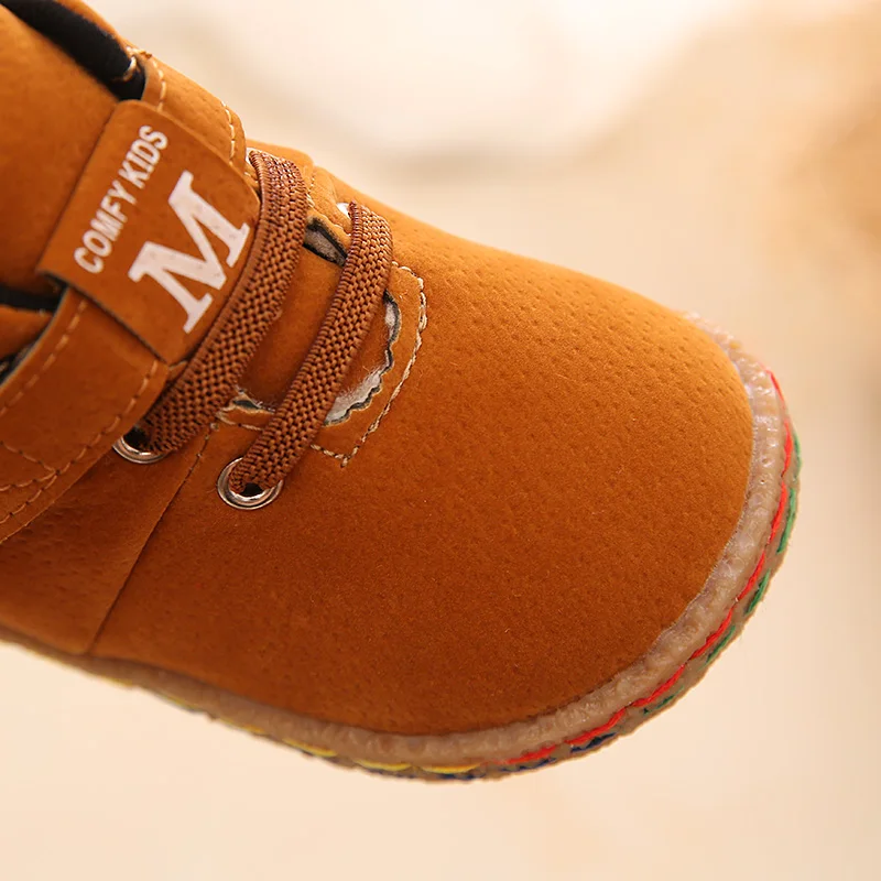 Удобные детские зимние теплые ботинки обувь для малышей модные плюшевые