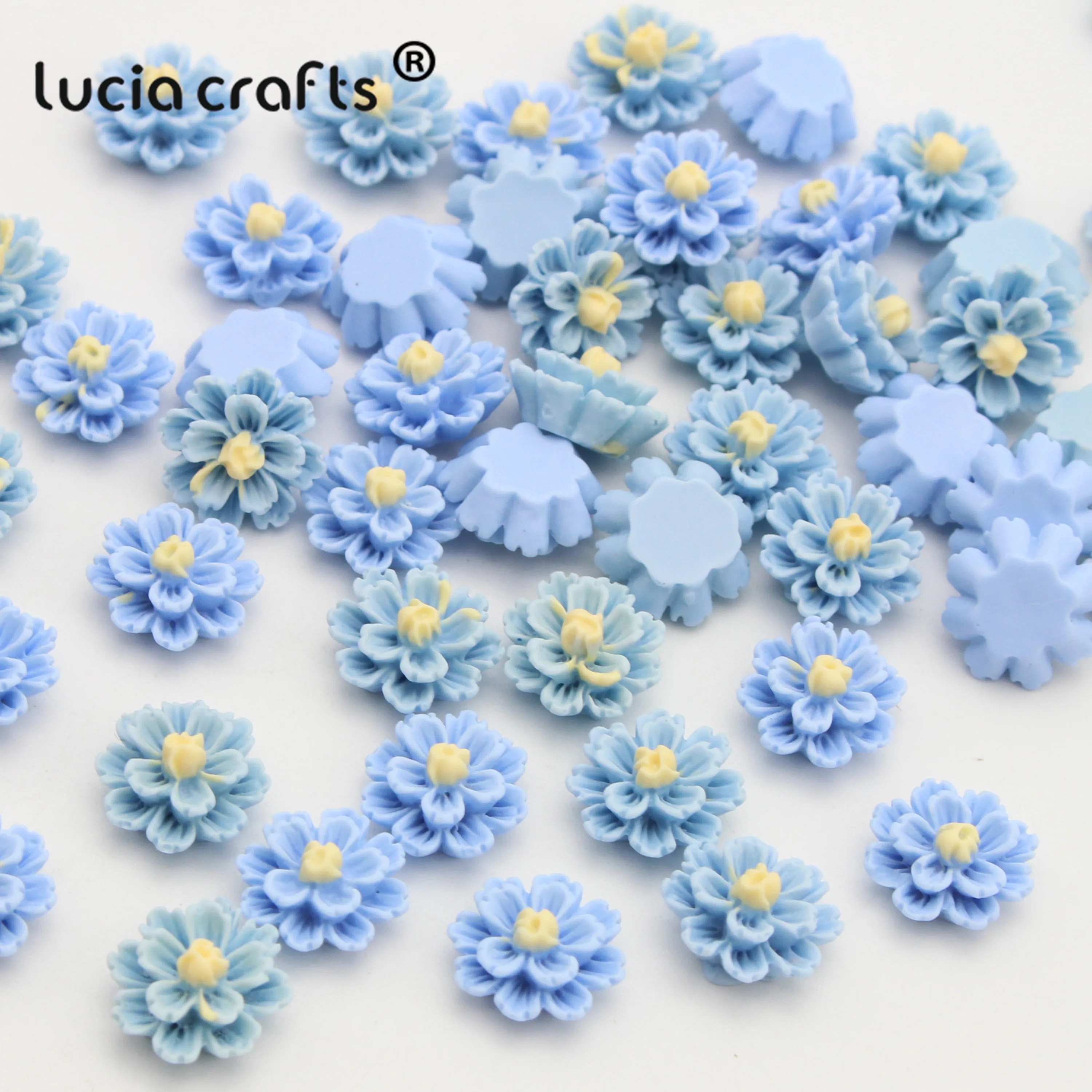 Lucia crafts 50 шт./лот 12 мм многоразовые полимерные цветы с плоской задней стороной DIY