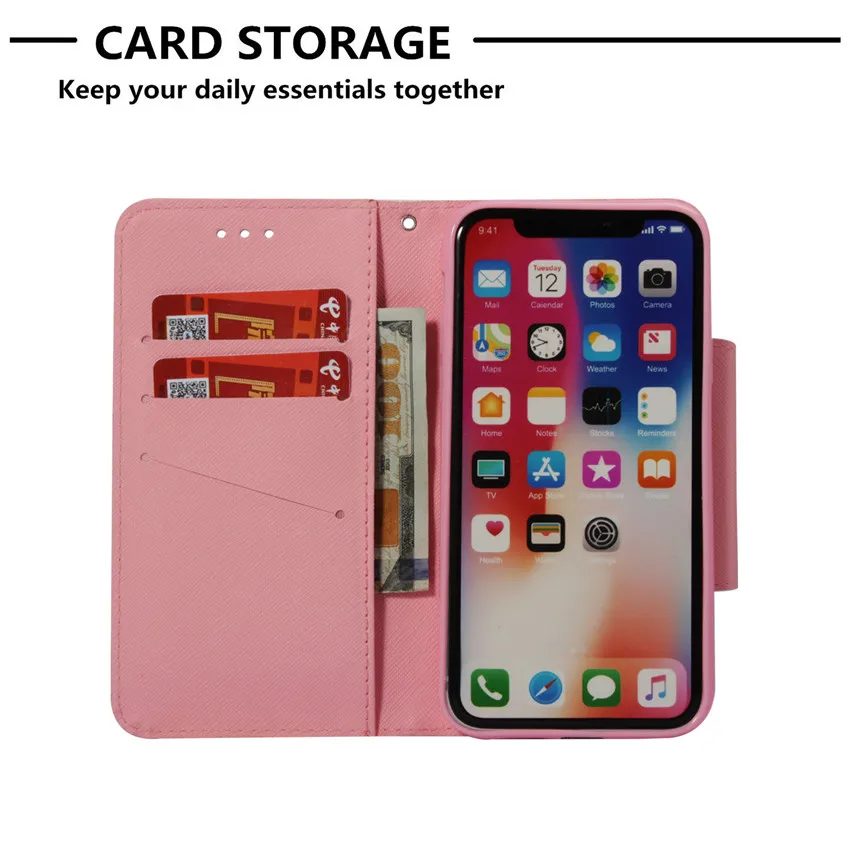 Кожаный бумажник чехол для Iphone 6 6s 7 8 Plus Coque Прекрасный 3D Кот мультфильм мобильный