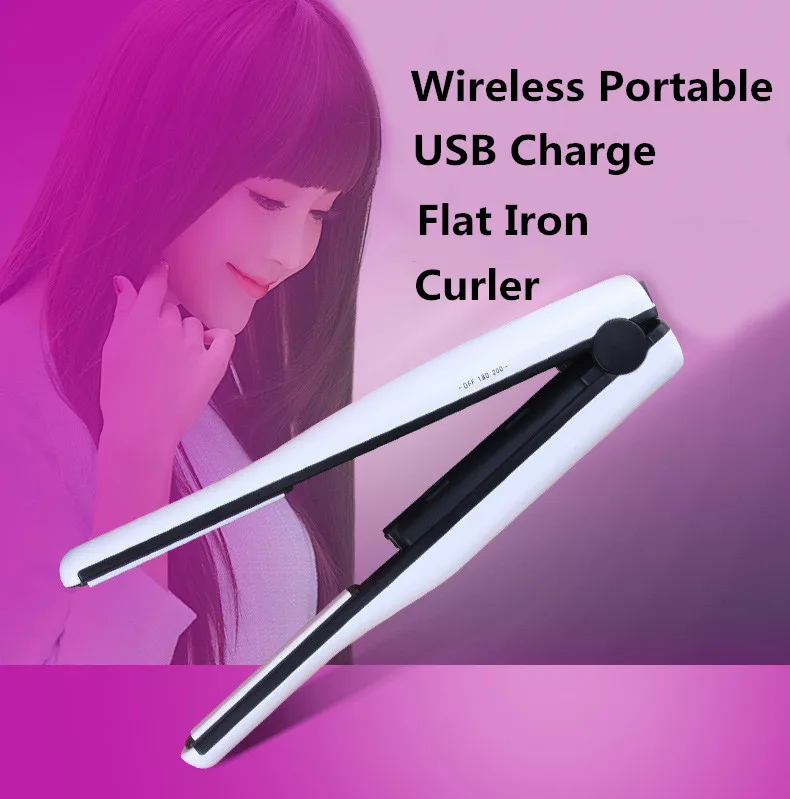 Christmas Present New Portable Wireless Charging Hair Striaghtener Brush Fast Heat Flat Iron Curler Beauty Styling Tools | Красота и