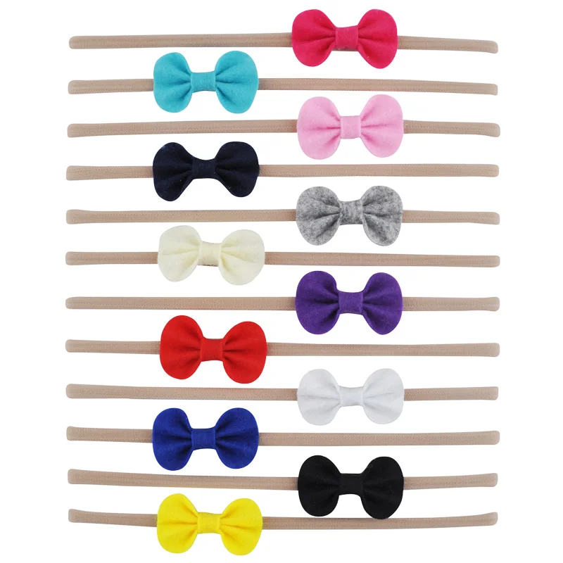 12 шт. эластичная нейлоновая повязка на голову с фетровым бантом для волос девочек