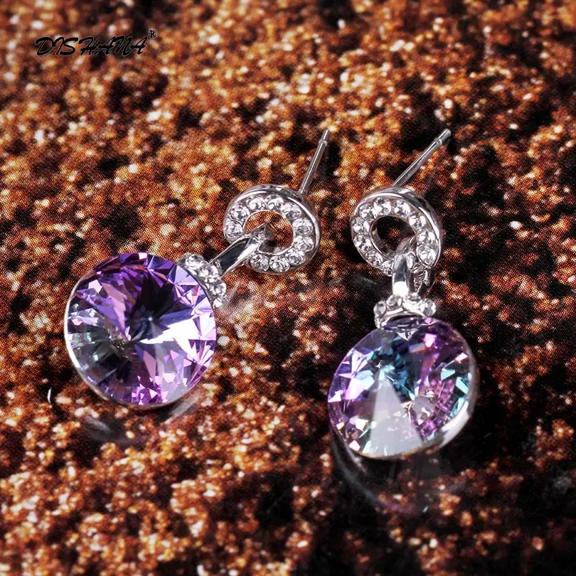 

crystal jewelry wedding women gold -color drop earrings crystals Fashion girlfriend gift Earrings E0195