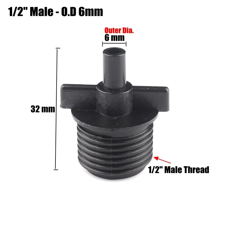 1l2Inch To O.D 6mm 30 шт 15 видов 4/7 мм садовый шланг разъемы Micro капельного полива и орошения Системы мягкий шланг трубы соединения футболка приспособления для резки Разъем воды разъем - Цвет: 1l2Inch To O.D 6mm
