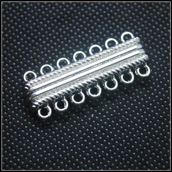 4 шт. Новые магнитные застежки магнитные соединители серебряный цвет размер 37x14 мм 7 рядов Топ Мода diy ювелирных изделий
