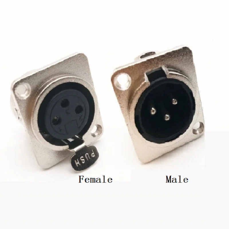Панель Шасси металлический квадратный микрофон jack Enchufe 3PIN XLR разъем 3PIN Мужской Женский Разъем провода разъем XLR jack - Цвет: Male Female