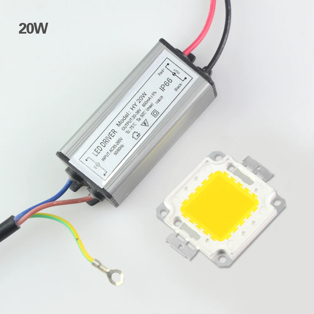 Мощный светодиодный COB настоящий 10 Вт 20 30 50 LED + источник питания прожектор матрица