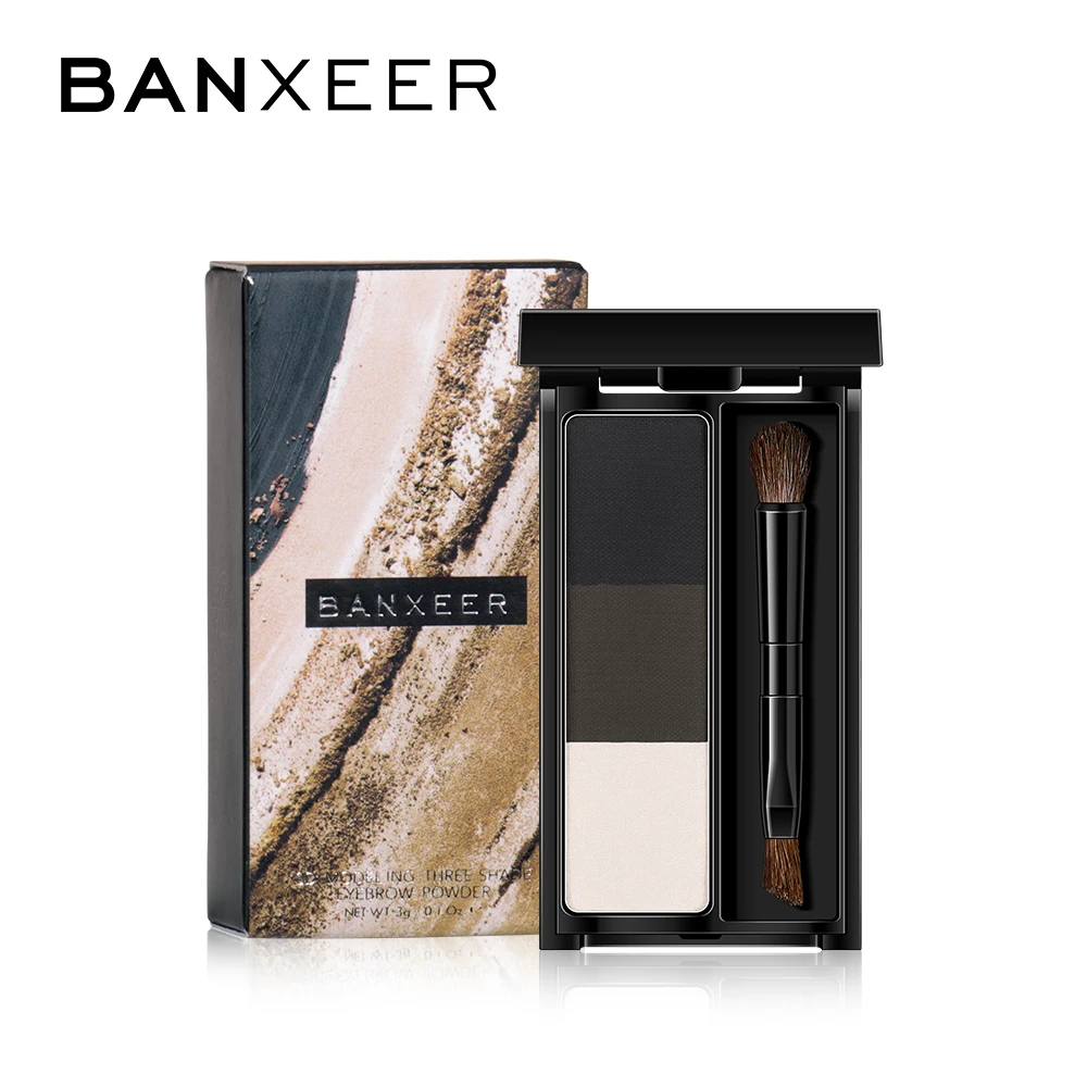 BANXEER 3 Цвета Палитра для бровей пудра для бровей натуральная Стойкая подводка для глаз бровей Татуировка для бровей черная коричневая Палитра для бровей