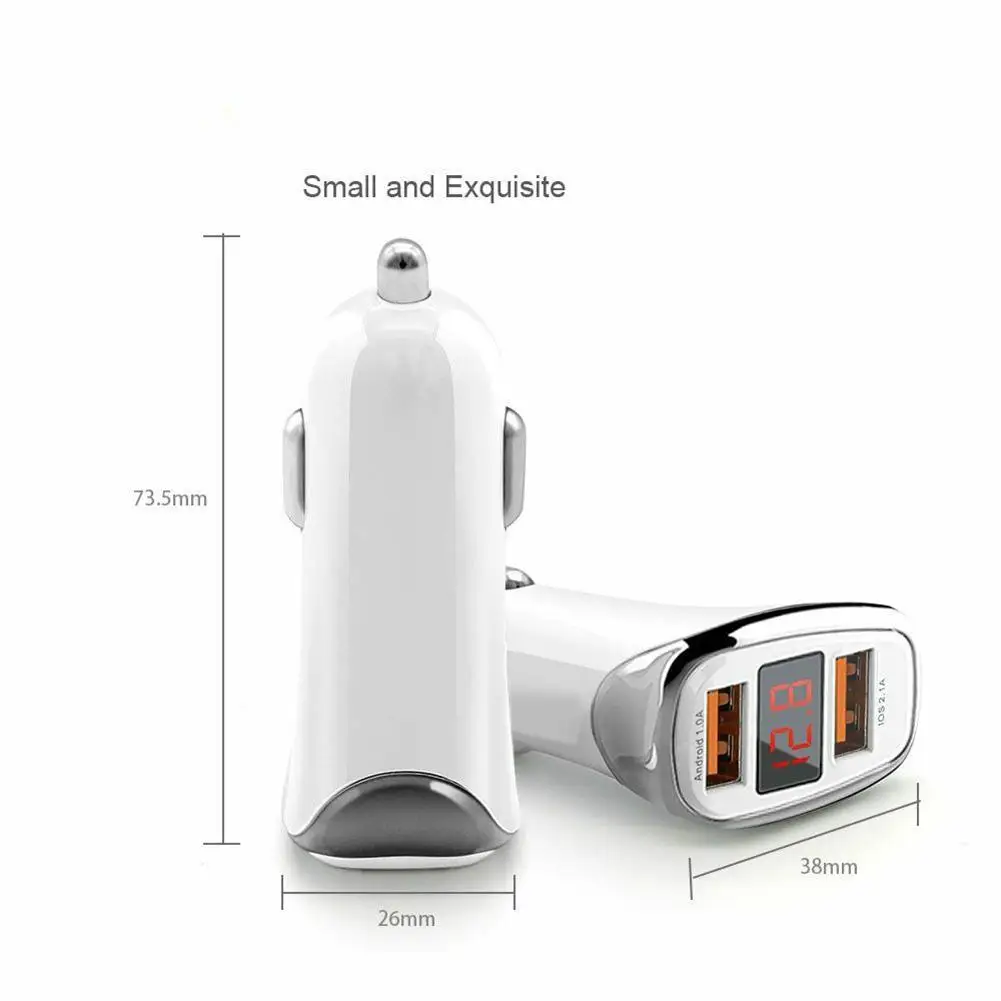 Автомобильное зарядное устройство 2 в 1 3 а с двумя USB портами и цифровым