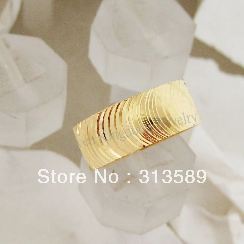 Новое обручальное кольцо GP с резным покрытием из желтого золота 8 мм SZ6 7 9 10 11