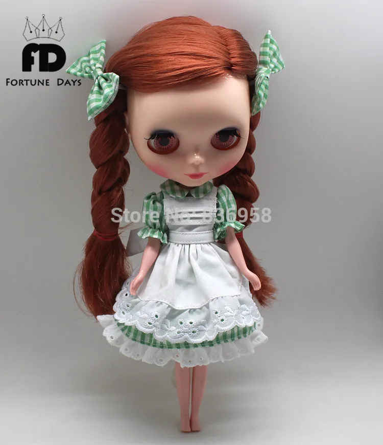 Blyth кукла ледяной bjd зеленый костюм официантка, горничная лук узел белый aporn