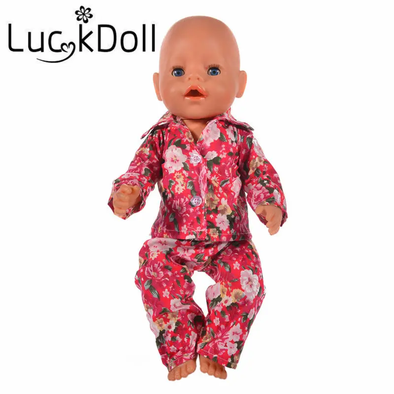 LUCKDOLL пижама с принтом подходит для 18 дюймов американский размер 43 см Детская