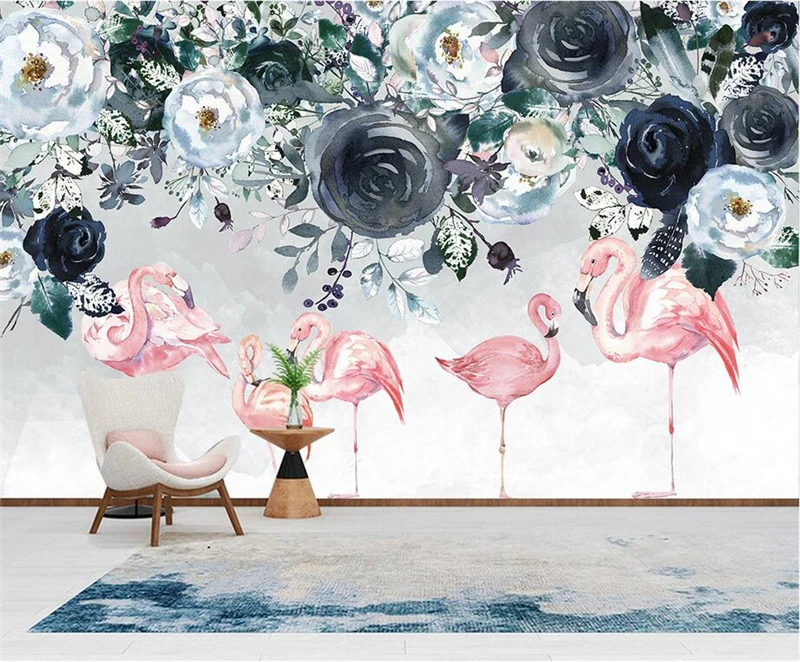 

Desktop Wallpaper Custom Murals Flamingo Rose House Wallpaper Embossed TV Room Wall Mural Wallpaper Living Room Restaurant Study