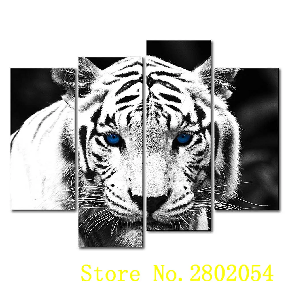 AtFipan Wall Art Canvas Painting Blue-eyed Tiger Prints Home Modern Animal Oil Cuadros Decoracion Pictures For Living Room | Дом и сад