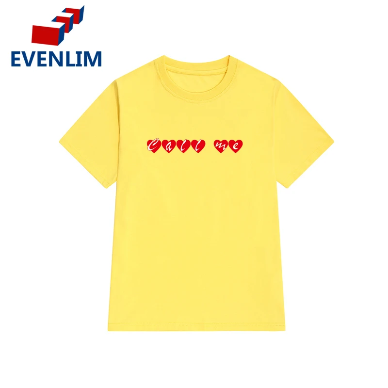 EVENLIM Новый 2018 розовый 100% хлопковые футболки с короткими рукавами Для женщин