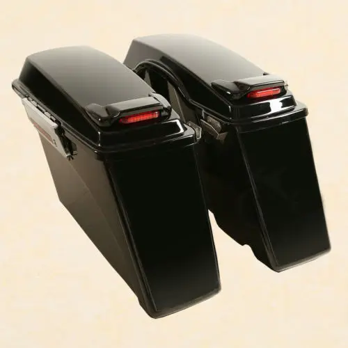 

Hard Saddlebags With Lid LED Spoilers Side bags Light For Harley Touring Street Electra Glide Road King Softail Ultra 93-13