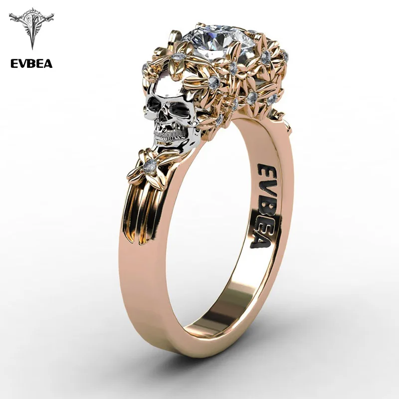 EVBEA 2019 элегантное женское кольцо с цирконом и золотым черепом ювелирные изделия