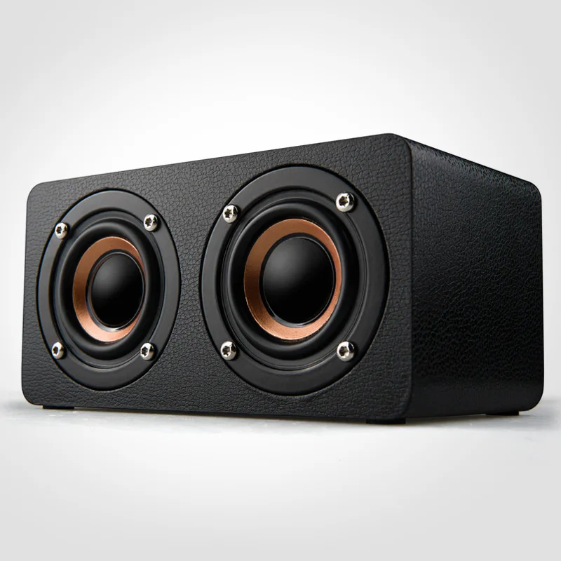 Queenview деревянный HiFi беспроводной Bluetooth динамик, портативные колонки Altavoz TF fm-радио caixa де сом Саундбар для iPhone Xiaomi - Цвет: Black