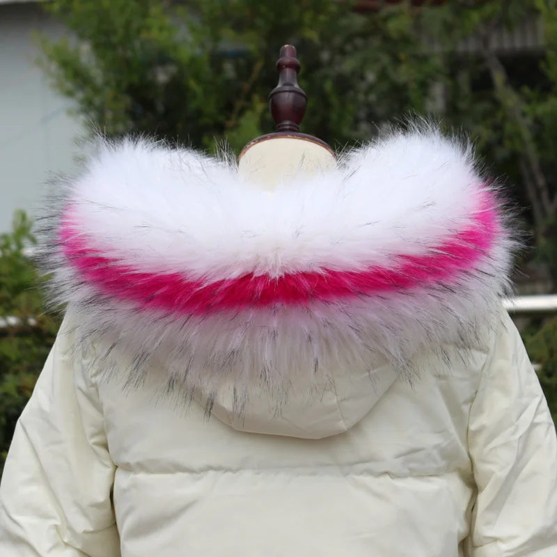 

Lady Blinger faux fox fur collar women men unisex down coat hood decor raccoon fur collar winter patchwork colorful fur collar