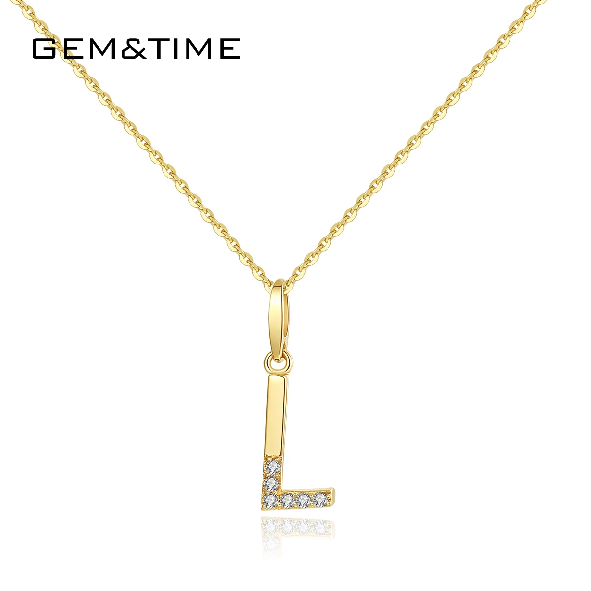 Gem& Time ожерелья с буквой Алфавит начальные подвески ожерелье для женщин 14 к Желтое золото хорошее ювелирное изделие Collier De Ouro Pur N14120