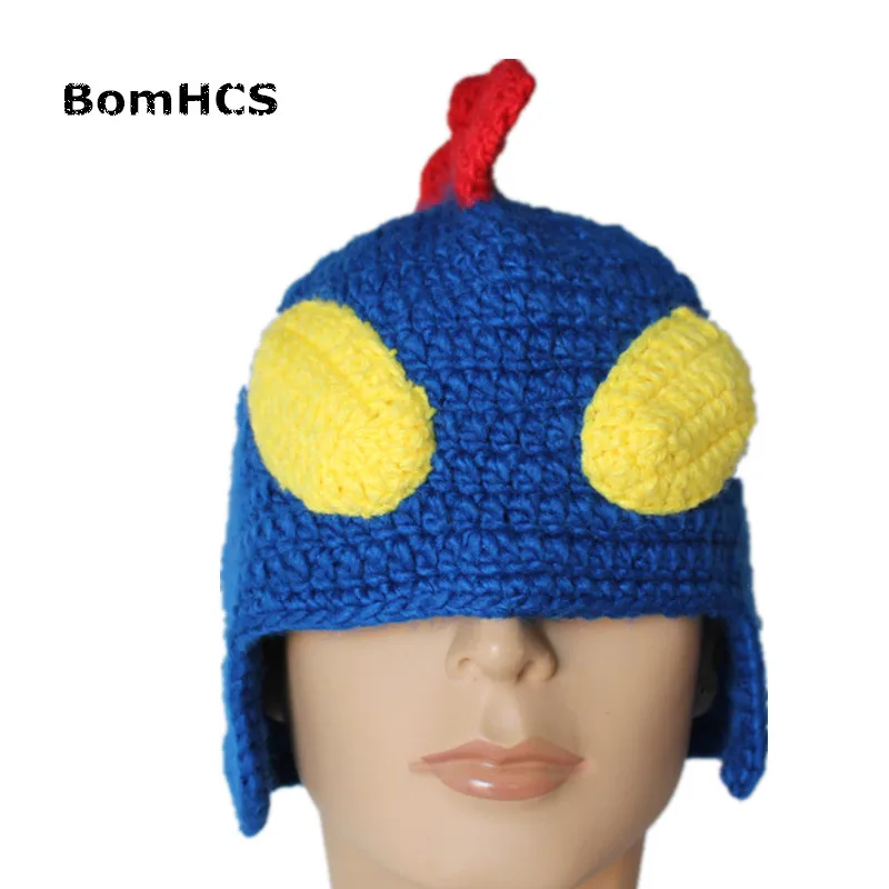 BomHCS 100% Handmade Knitted Beanie Cute Children Hero Helmet Kid's Hat