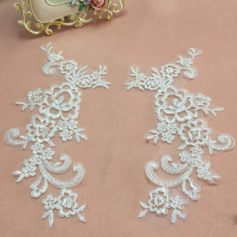 

10Pieces Flower Embroidered Lace Applique Motif Lace Fabrics Venise Sew on Accessories Patches Scrapbooking Lace Dress