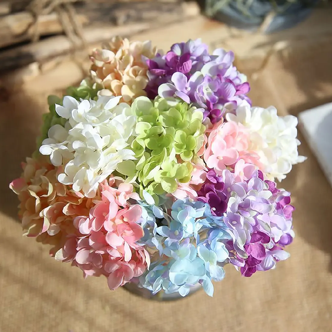 

Hydrangea flower 10pcs/lot colorful decorative flower for party luxury artificial silk DIY flower wedding decoration for home