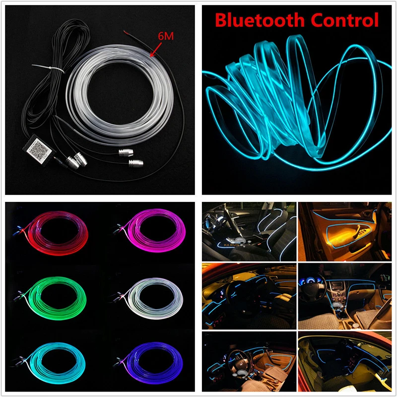 

Car Interior Decoration Neon Strip Atmosphere Decor Light RGB Bluetooth Phone Control 6M