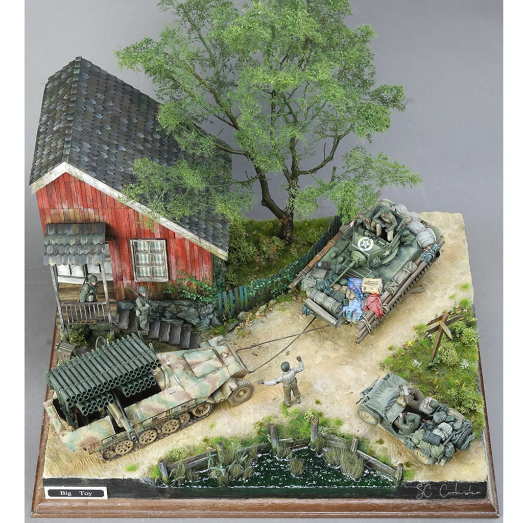 1/35 масштаб Второй мировой войны солдат деревянная кабина разрушенный угол дом