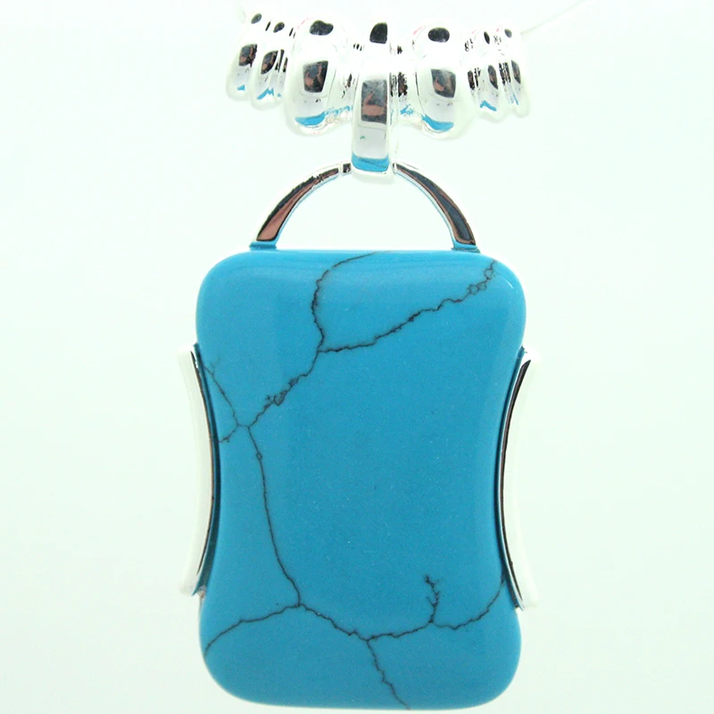 

Lady's Elegant 925 Sterling Silver Jewelry Blue Turquoise Pendant 42*22mm