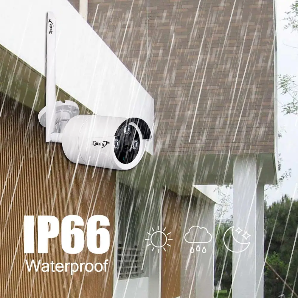 Zjuxin 1080P 2MP Wifi IP AI Camera HD Cloud Wireless Outdoor Weatherproof Infrared Night Vision Security With TF Slot on - Камера Zjuxin 1080P 2MP Wifi IP AI HD Cloud беспроводная наружная погодозащищенная с ИК-ночным видением и слотом для TF-карты.