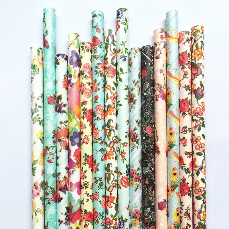 Бесплатная доставка DHL 2000 шт. Цветные Цветочные бумажные соломинки винтажные для
