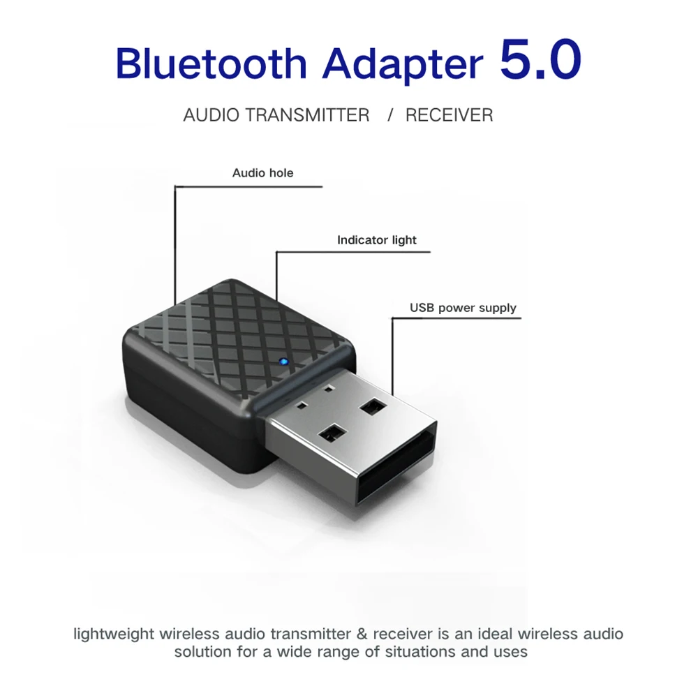 Беспроводной USB v5.0 Bluetooth адаптер 3,5 мм AUX Стерео Bluetooth передатчик приемник для компьютера телефона Автомобильная передача музыки