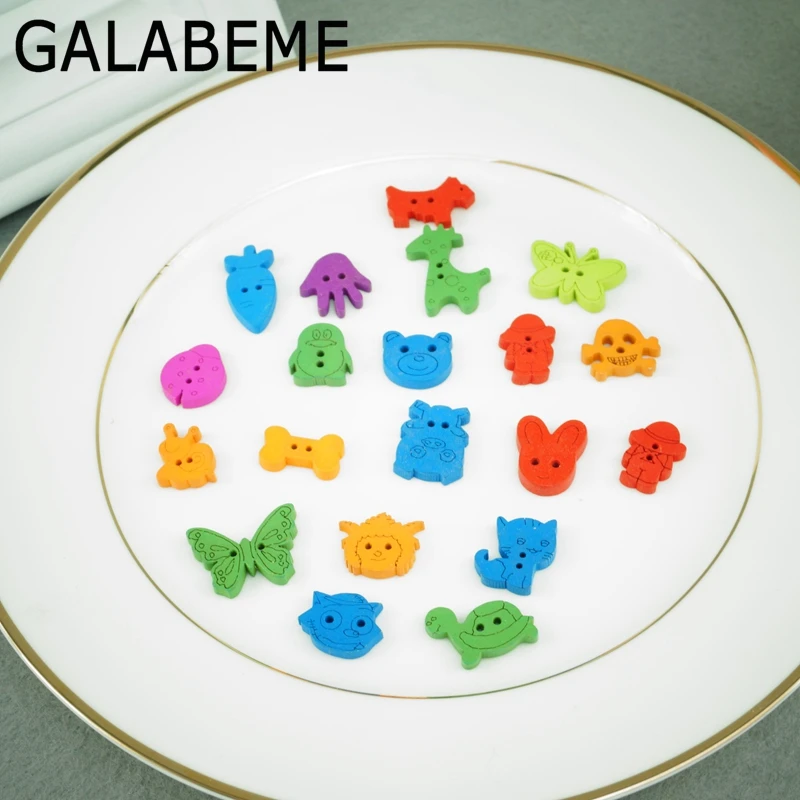 Galabeme 50 шт. случайный смешанный декоративных животных красочные деревянные