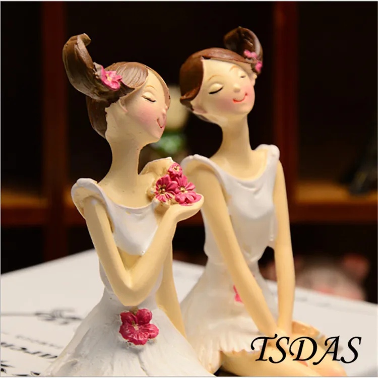 2pcs/set Beautiful Girl &amp Angel Creative Resin Doll Ornaments Europe Style Fairy Figurines Wedding Home Decoration | Дом и сад