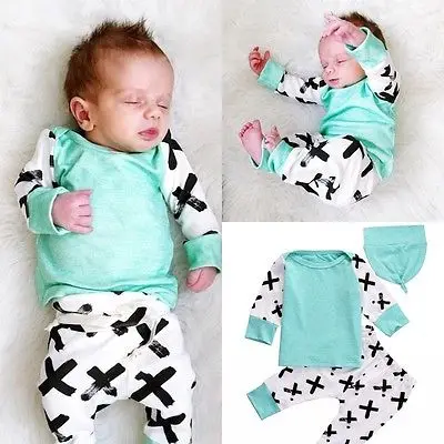 Одежда для новорожденных мальчиков и девочек футболка Топы + штаны леггинсы