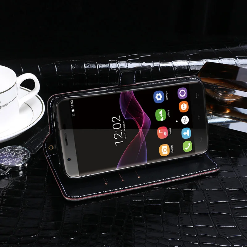 Oukitel U7 Max чехол Роскошный кожаный флип для защитный телефона с крокодиловым
