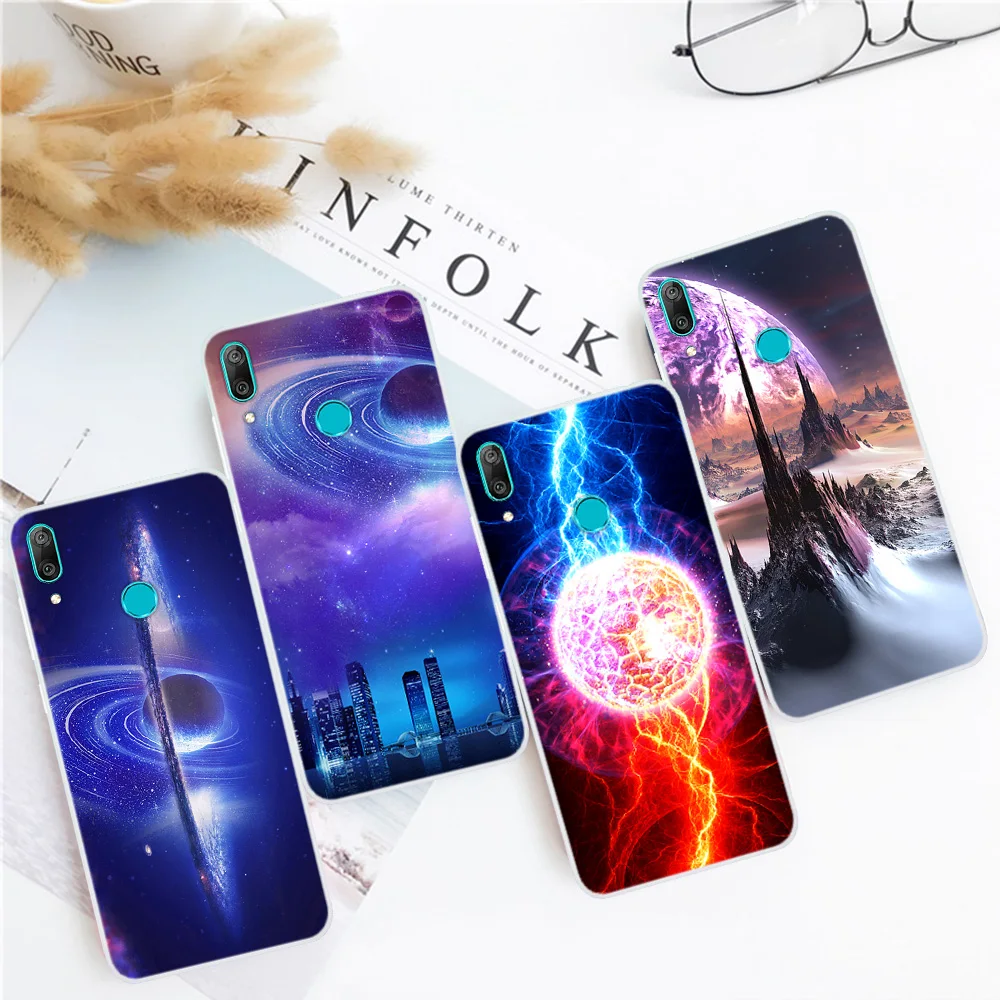 Силиконовый чехол для Huawei Y7 2019 мягкий телефона с принтом космоса Y 7 Prime Прозрачный