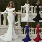 Женское вечернее длинное платье-русалка, однотонное бальное платье черного и белого цвета, для подружки невесты