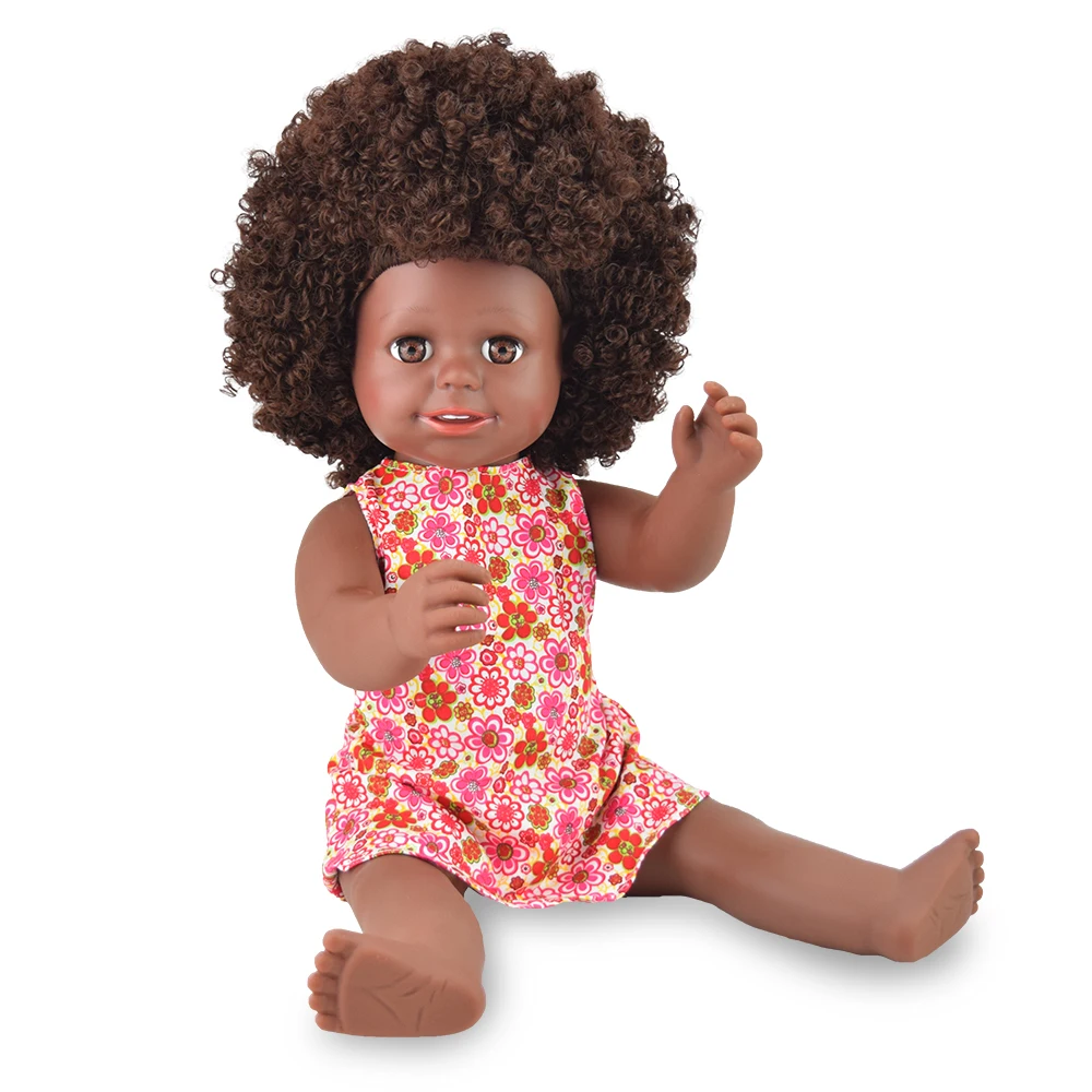 

YARD 40cm African Black Baby Doll Fashion Lady Doll Kid Toy Soft Silicone Reborn Baby Realistic Vinyl Dolls for Girls Gift
