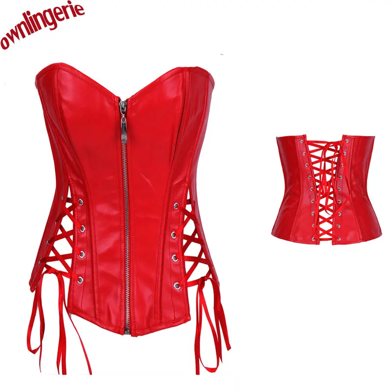 Новое поступление Женский корсет без бретелек черный красный со шнуровкой на