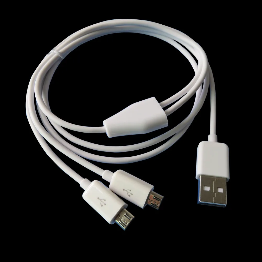 Белый 1 м 3 фута Android Micro USB сплиттер кабель 2 0 к двойному Y зарядный Бесплатная