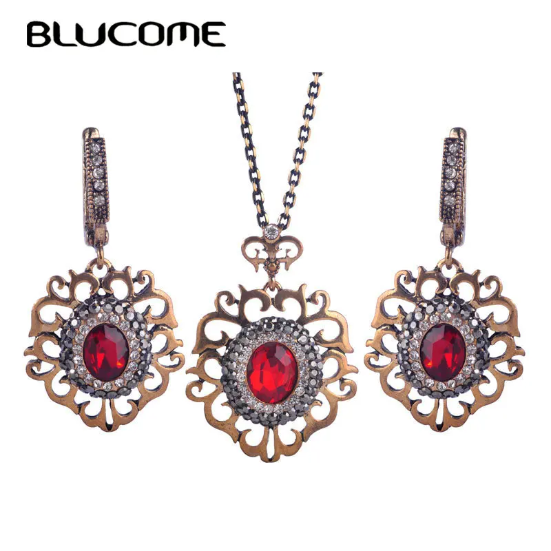 Женский винтажный комплект украшений Blucome Красный Комплект из смолы в турецком