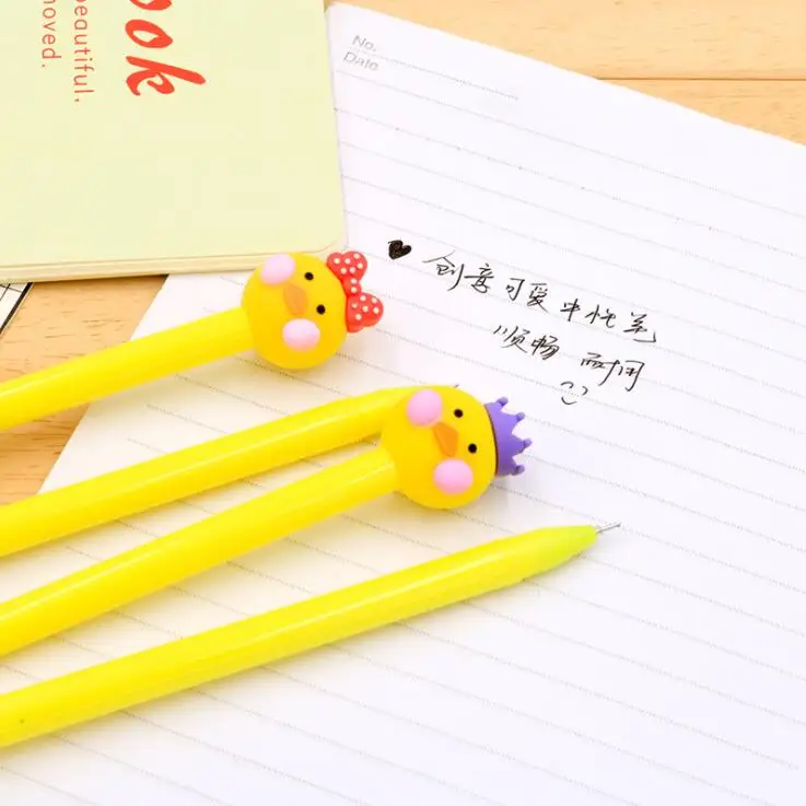 4 шт./лот 0 5 мм Kawaii мультяшная желтая утка черные чернила гелевая ручка набор