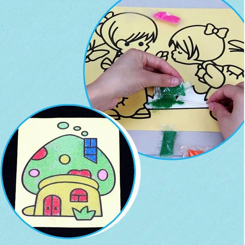 

10PCS 12X16CM Sand Painting Pictures Children Kids Kid DIY Crafts Education Toy Random Pattern Drawing Toys