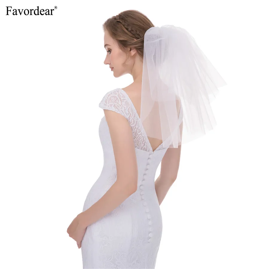 Favordear/короткая вуаль в стиле Buddle De Mariee длина плеч белая слоновая кость простой
