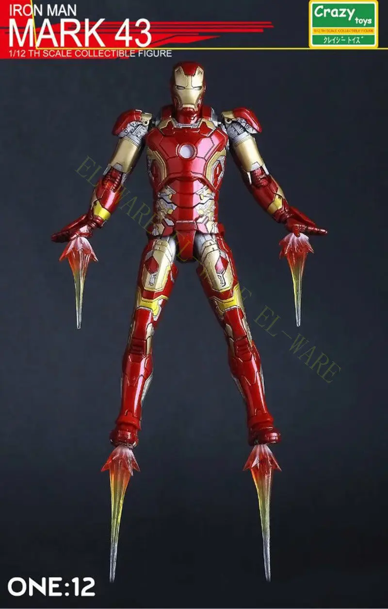 1:12 Crazy Toys Iron Man Tony Stark MK43 6&quot The Avenger Anime Action Figure Model Collection Toy Gift With Original Box | Игрушки и